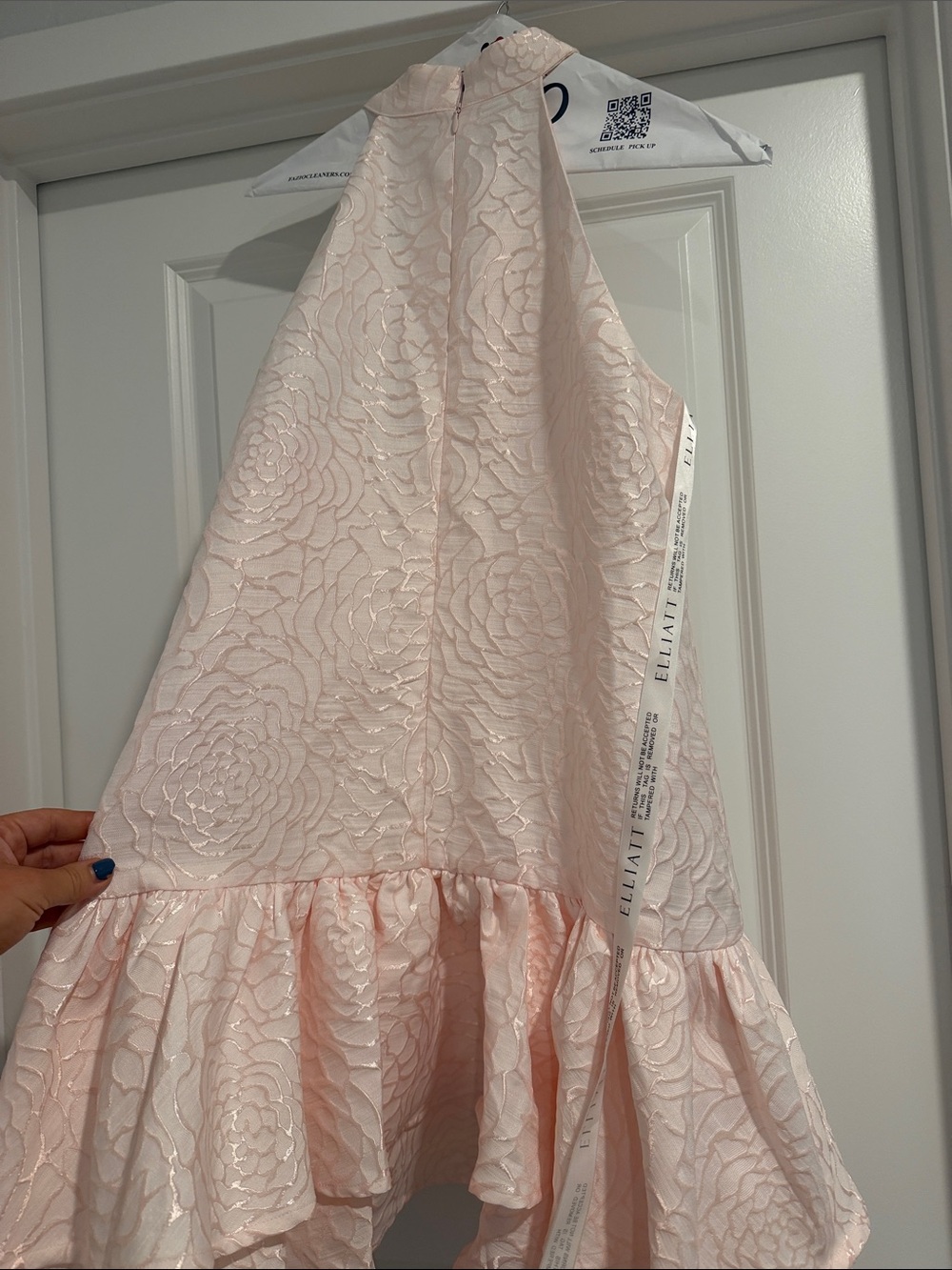 NWT Elliatt Deanna Blush Pink Halter Ruffle-Hem Mini Dress - Picture 3 of 5